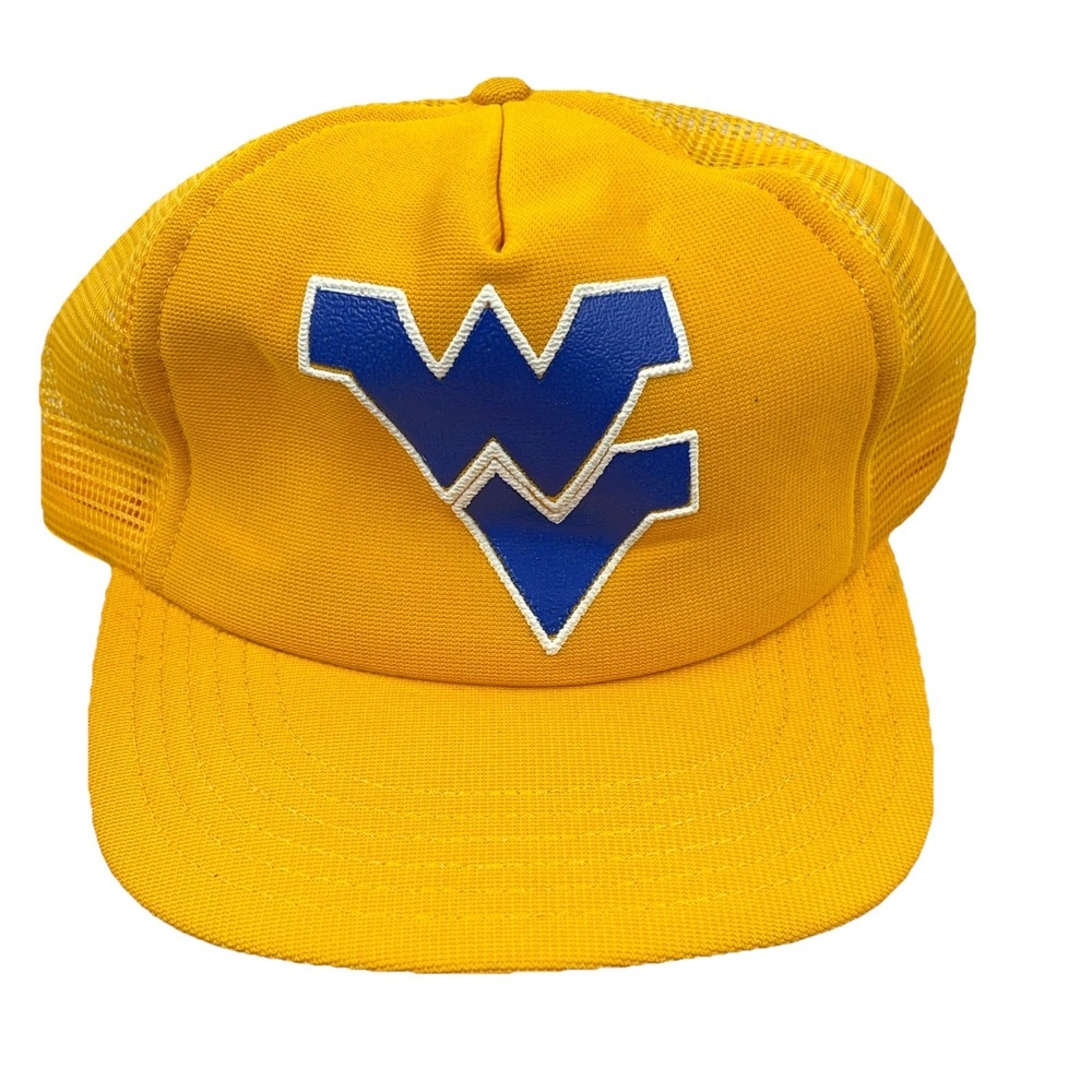 Vintage West Virginia Mountaineers Trucker Hat Cap Snapback WVU 80s 90s USA Puff